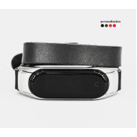 Leather double wrap band compatible with fitness watch Xiaomi Mi Band 3, 4, 5, 6 and 7 series, for men or women, Handmade UA code 2981