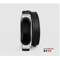 Leather double wrap band compatible with fitness watch Xiaomi Mi Band 3, 4, 5, 6 and 7 series, for men or women, Handmade UA code 2981st