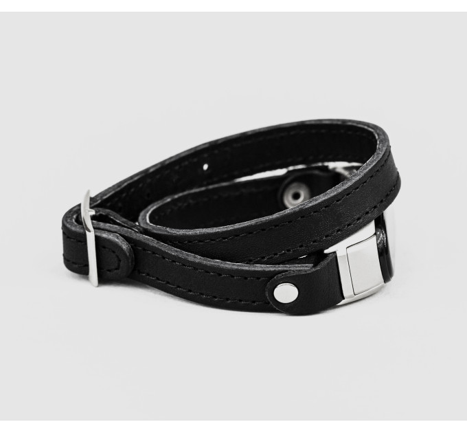 Leather double wrap band compatible with fitness watch Xiaomi Mi Band 3, 4, 5, 6 and 7 series, for men or women, Handmade UA code 2981st