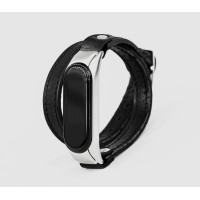 Leather double wrap band compatible with fitness watch Xiaomi Mi Band 3, 4, 5, 6 and 7 series, for men or women, Handmade UA code 2981st