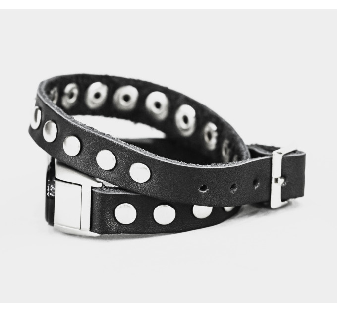 Leather double wrap band compatible with fitness watch Xiaomi Mi Band 3, 4, 5, 6 and 7 series, for men or women, Handmade UA code 2982