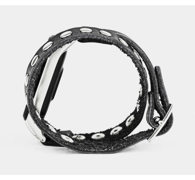 Leather double wrap band compatible with fitness watch Xiaomi Mi Band 3, 4, 5, 6 and 7 series, for men or women, Handmade UA code 2982