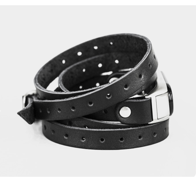 Leather multi wrap band compatible with fitness watch Xiaomi Mi Band 3, 4, 5, 6 and 7 series, for men or women, Handmade UA code 2983