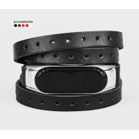 Leather multi wrap band compatible with fitness watch Xiaomi Mi Band 3, 4, 5, 6 and 7 series, for men or women, Handmade UA code 2983