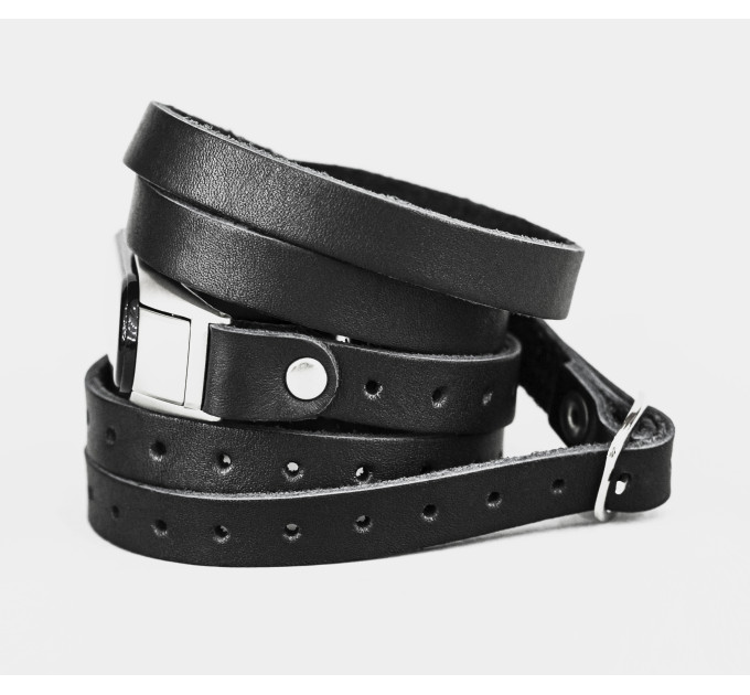 Leather multi wrap band compatible with fitness watch Xiaomi Mi Band 3, 4, 5, 6 and 7 series, for men or women, Handmade UA code 2985