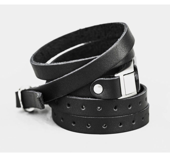 Leather multi wrap band compatible with fitness watch Xiaomi Mi Band 3, 4, 5, 6 and 7 series, for men or women, Handmade UA code 2985