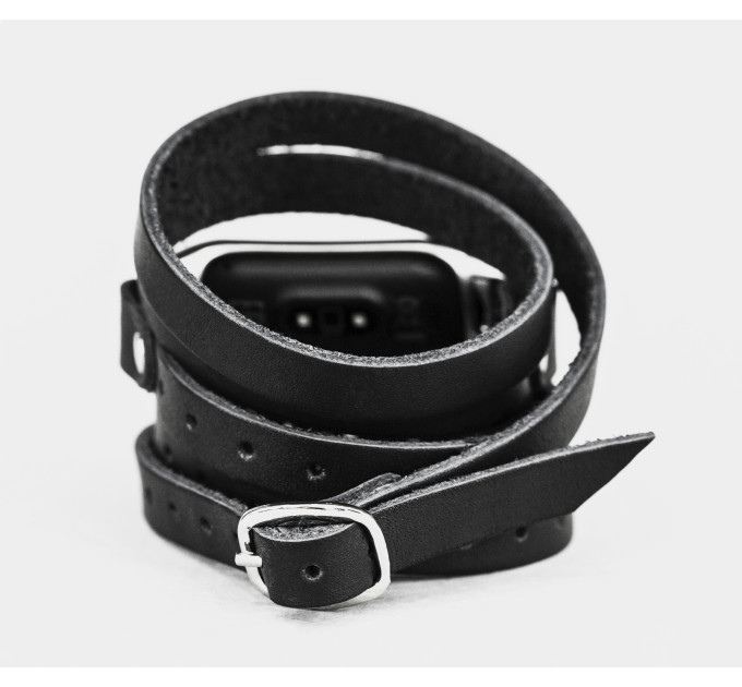 Leather multi wrap band compatible with fitness watch Xiaomi Mi Band 3, 4, 5, 6 and 7 series, for men or women, Handmade UA code 2985