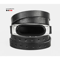 Leather multi wrap band compatible with fitness watch Xiaomi Mi Band 3, 4, 5, 6 and 7 series, for men or women, Handmade UA code 2985