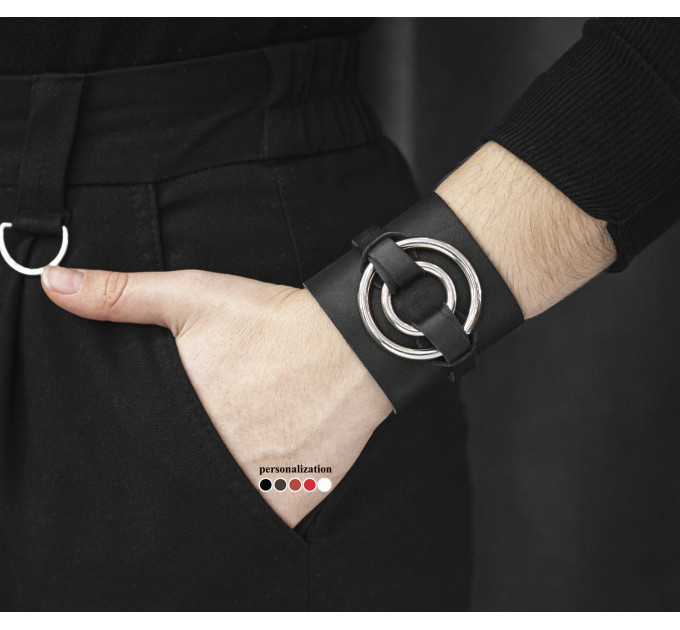 Leather cuff bracelet for men or women, code 3006