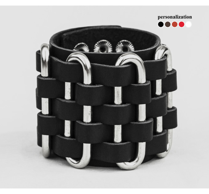 Leather cuff bracelet for men or women, code 3027