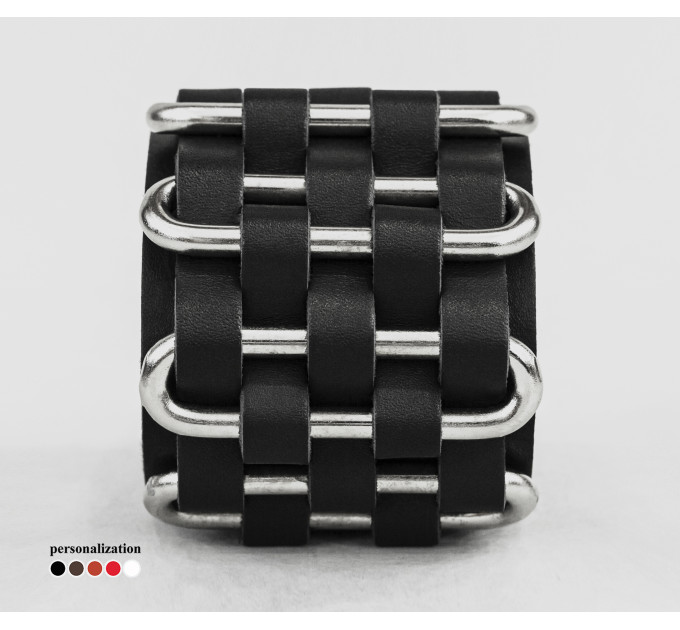 Leather cuff bracelet for men or women, code 3027