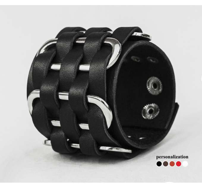 Leather cuff bracelet for men or women, code 3028