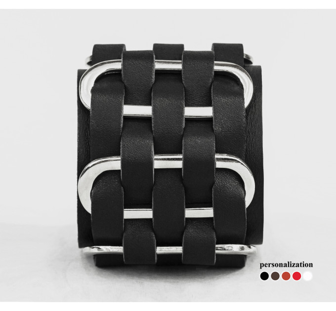 Leather cuff bracelet for men or women, code 3028