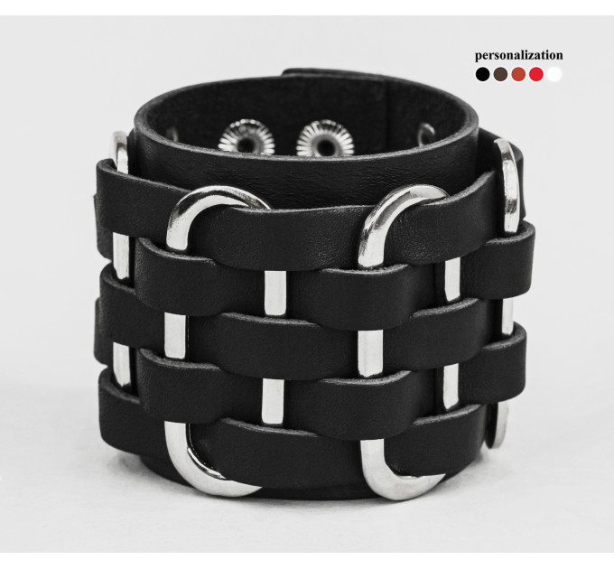 Leather cuff bracelet for men or women, code 3028
