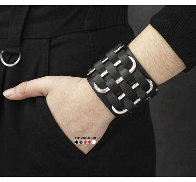 Leather cuff bracelet for men or women, code 3028