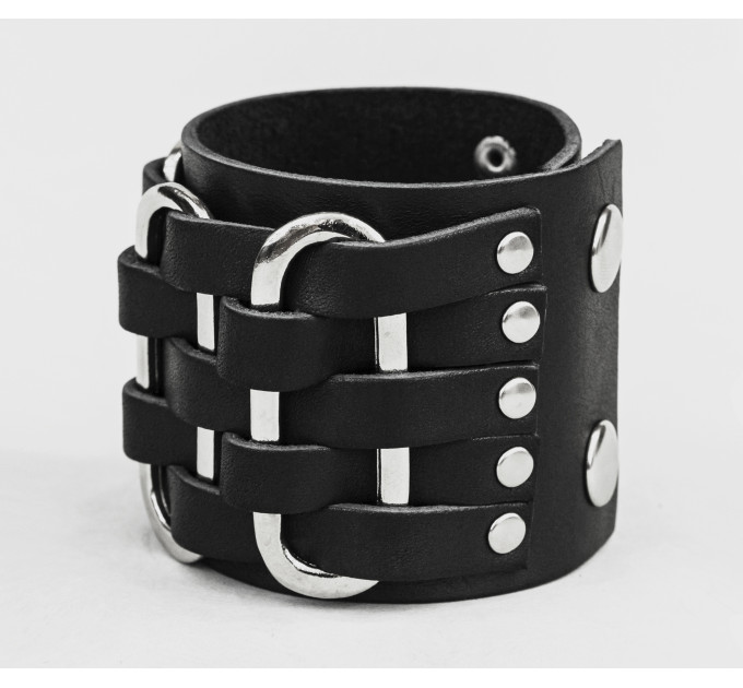 Leather cuff bracelet for men or women, code 3028