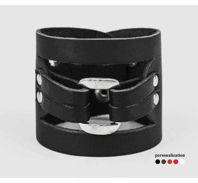 Leather cuff bracelet for men or women, code 3029