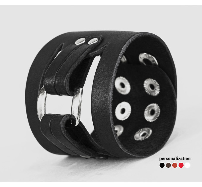 Leather cuff bracelet for men or women, code 3029