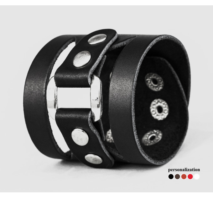 Leather cuff bracelet for men or women, code 3030
