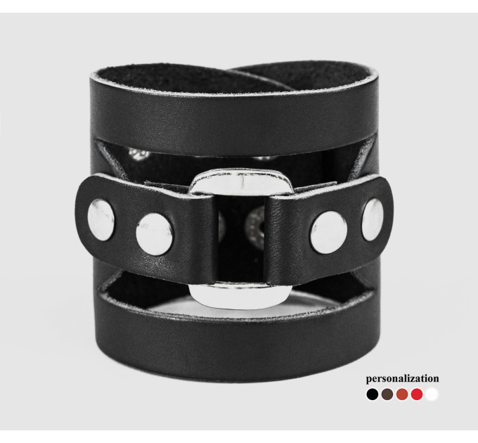 Leather cuff bracelet for men or women, code 3030