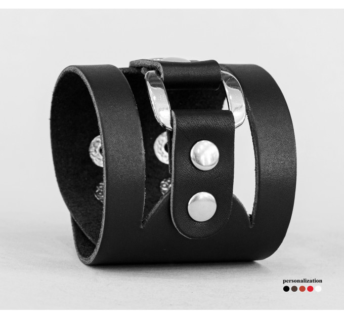 Leather cuff bracelet for men or women, code 3030