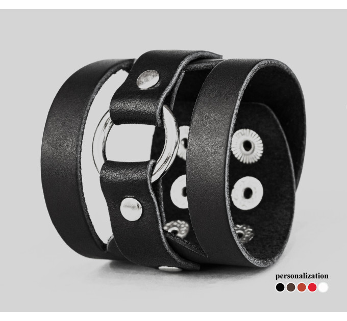 Leather cuff bracelet for men or women, code 3035
