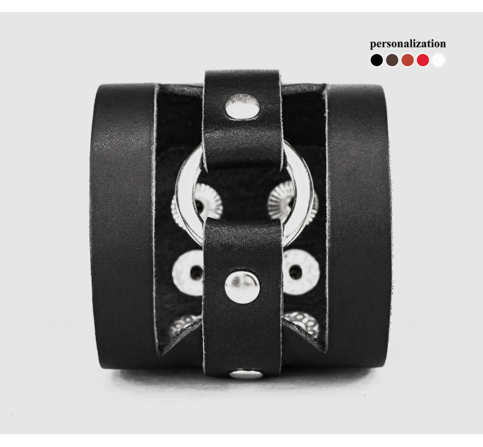 Leather cuff bracelet for men or women, code 3035