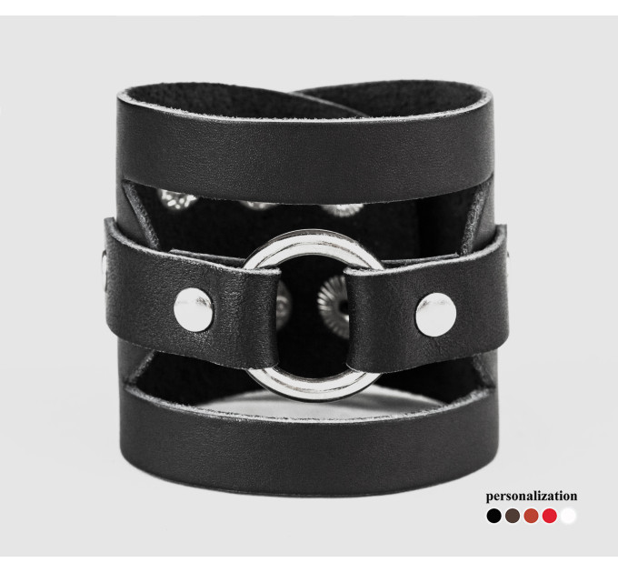 Leather cuff bracelet for men or women, code 3035