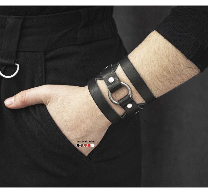 Leather cuff bracelet for men or women, code 3035