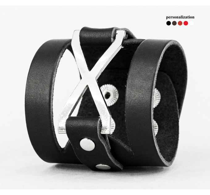 Leather cuff bracelet for men or women, code 3036