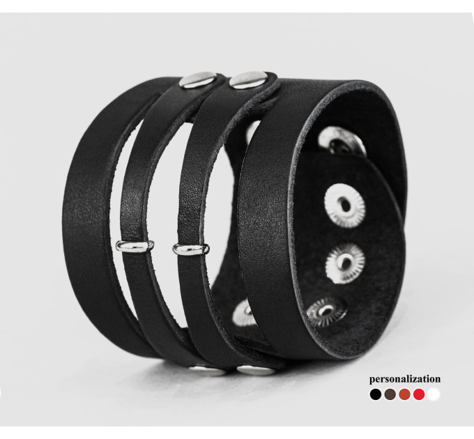 Leather cuff bracelet for men or women, code 3040