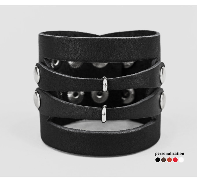 Leather cuff bracelet for men or women, code 3040