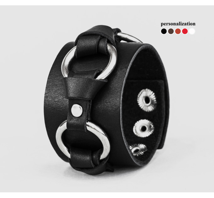 Leather cuff bracelet for men or women, code 3074