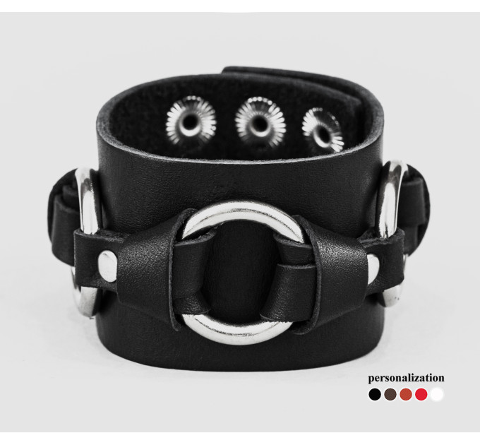 Leather cuff bracelet for men or women, code 3074