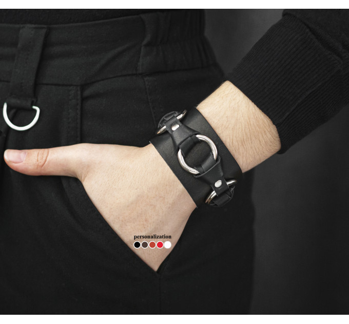 Leather cuff bracelet for men or women, code 3074