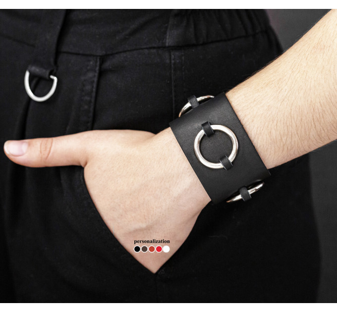 Leather cuff bracelet for men or women, code 3084