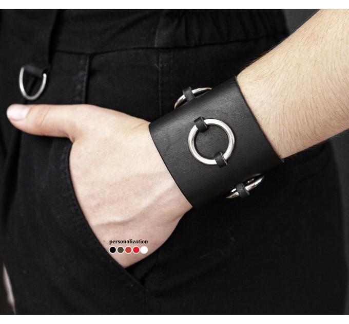 Leather cuff bracelet for men or women, code 3085