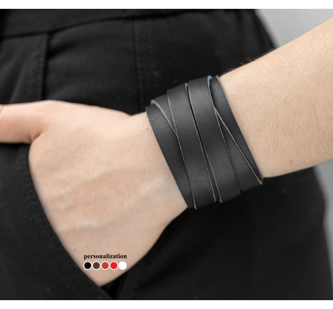 Leather cuff bracelet for men or women, code 3093