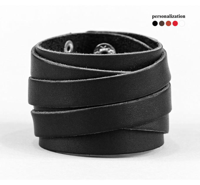 Leather cuff bracelet for men or women, code 3093