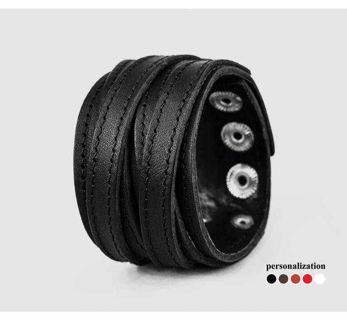 Leather cuff bracelet for men or women, code 3093st