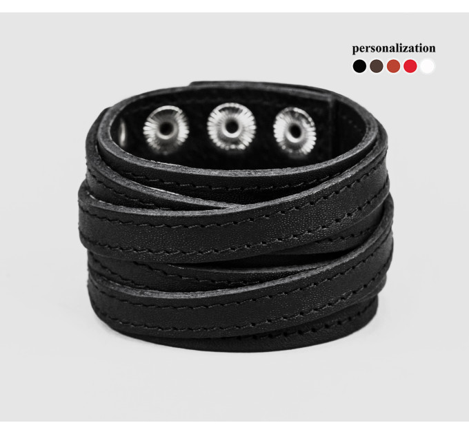 Leather cuff bracelet for men or women, code 3093st