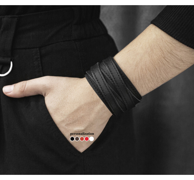 Leather cuff bracelet for men or women, code 3093st