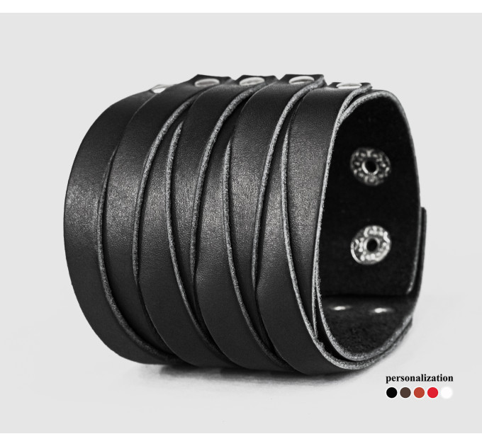 Leather cuff bracelet for men or women, code 3095