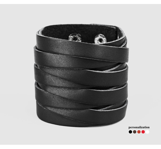 Leather cuff bracelet for men or women, code 3095