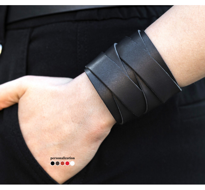 Leather cuff bracelet for men or women, code 3097