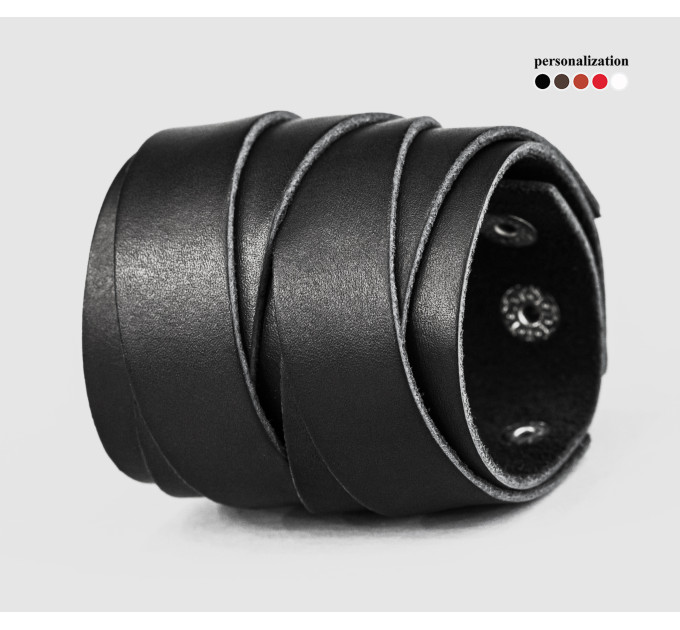 Leather cuff bracelet for men or women, code 3097