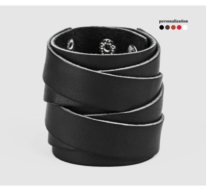 Leather cuff bracelet for men or women, code 3097