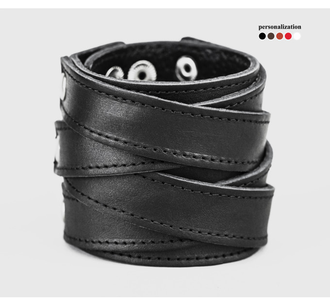 Leather cuff bracelet for men or women, code 3097st