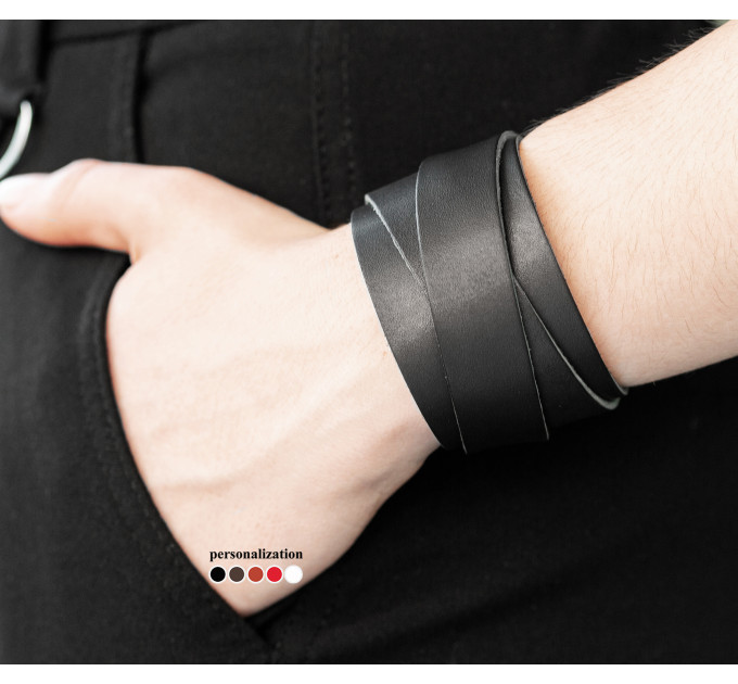 Leather cuff bracelet for men or women, code 3098