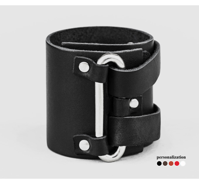Leather cuff bracelet for men or women, code 3118
